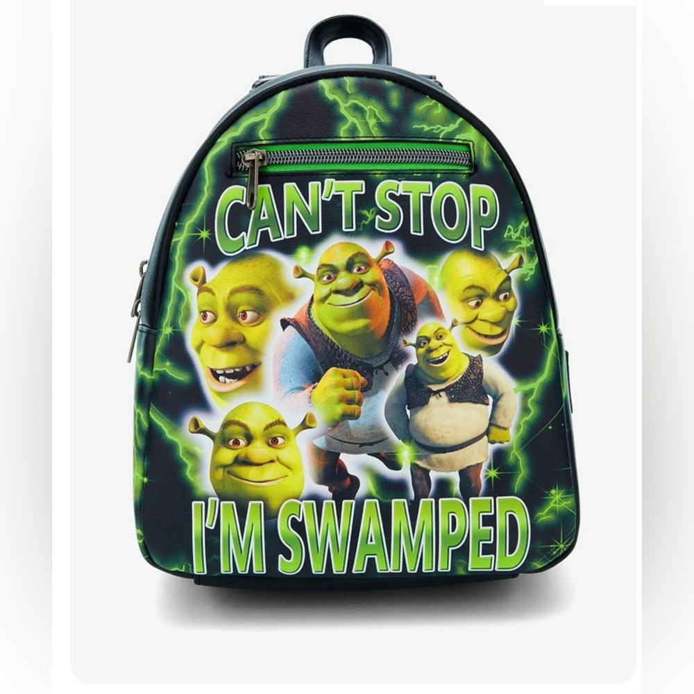 Lounge Fly Shrek Backpack with Green Graphics- glow in the dark